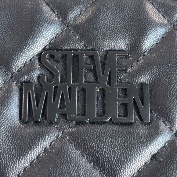 STEVE MADDEN Bowler Quilted Bag Top Handle and Crossbody Strap Vegan Leather - Picture 2 of 14